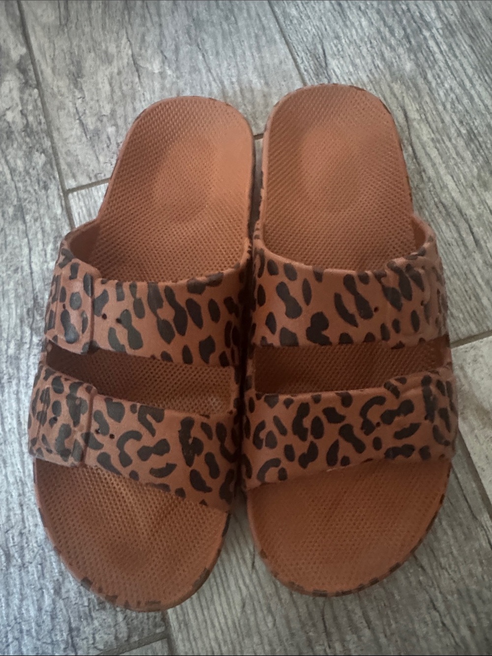 Freedom Moses Leopard Print Double-Strap Slide Sandals